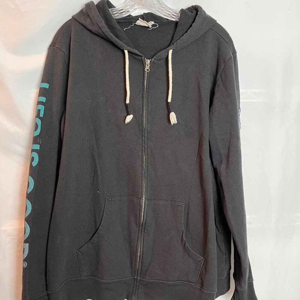 Unisex Life is Good Dark Blue Full Zip Hoodie Size XL
